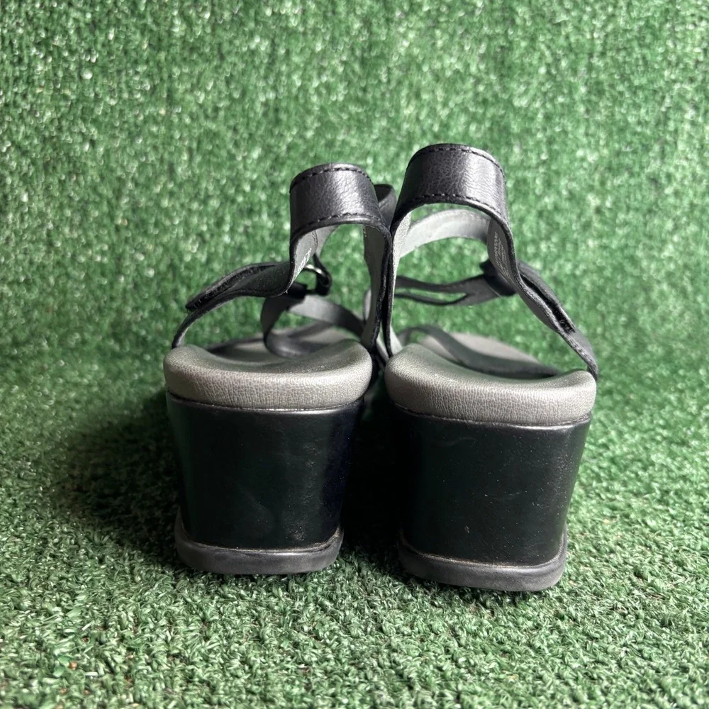 Dansko Addyson Strappy Leather Comfort Wedge Sandal Black‎ Womens Size 11.5-12